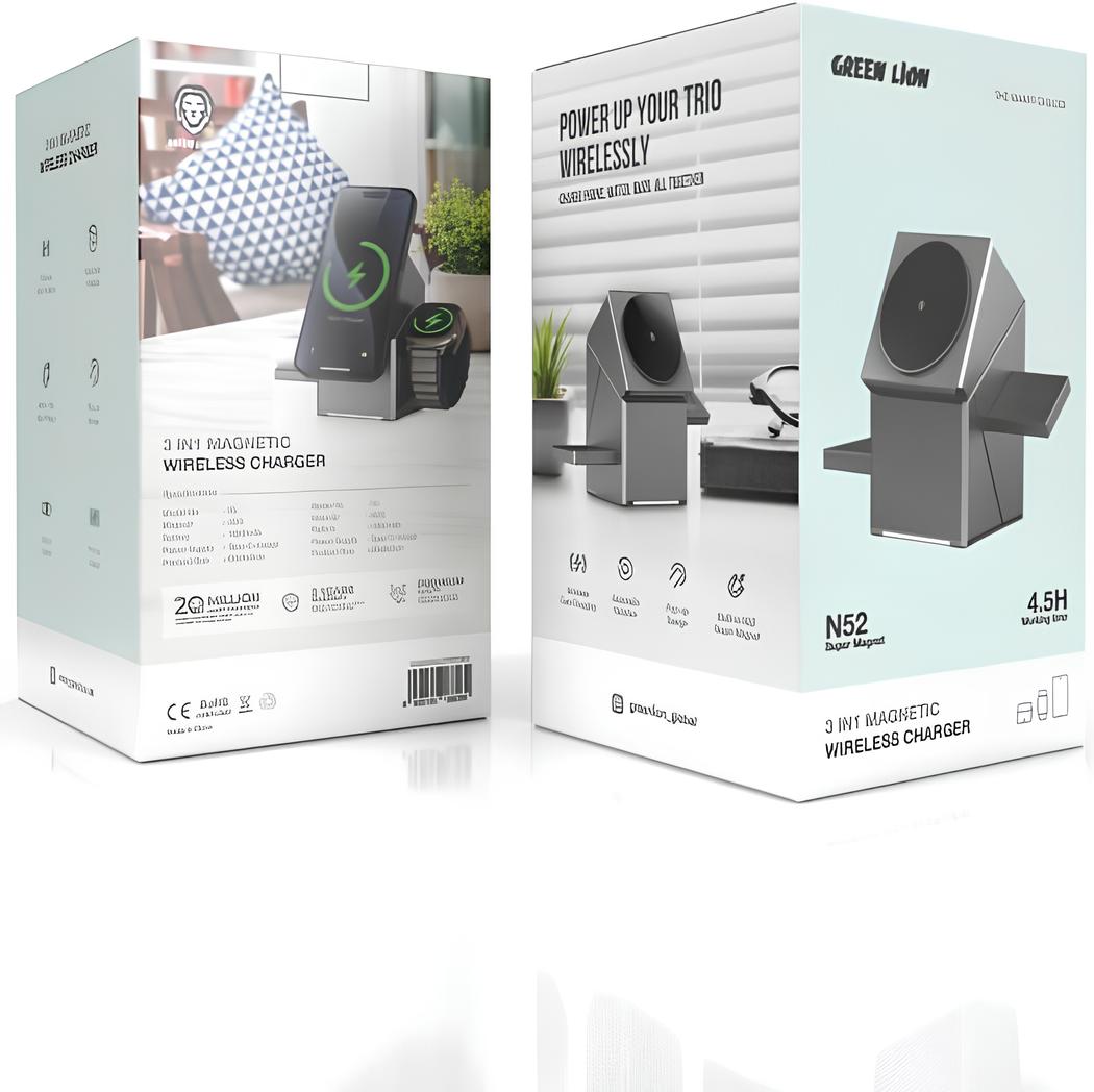 Green Lion Power Trio™ – 3-in-1 Magnetic Wireless Charger