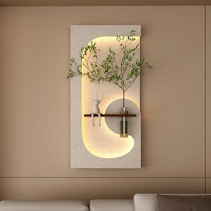 Modern LED Wall Art with Built-in Planter