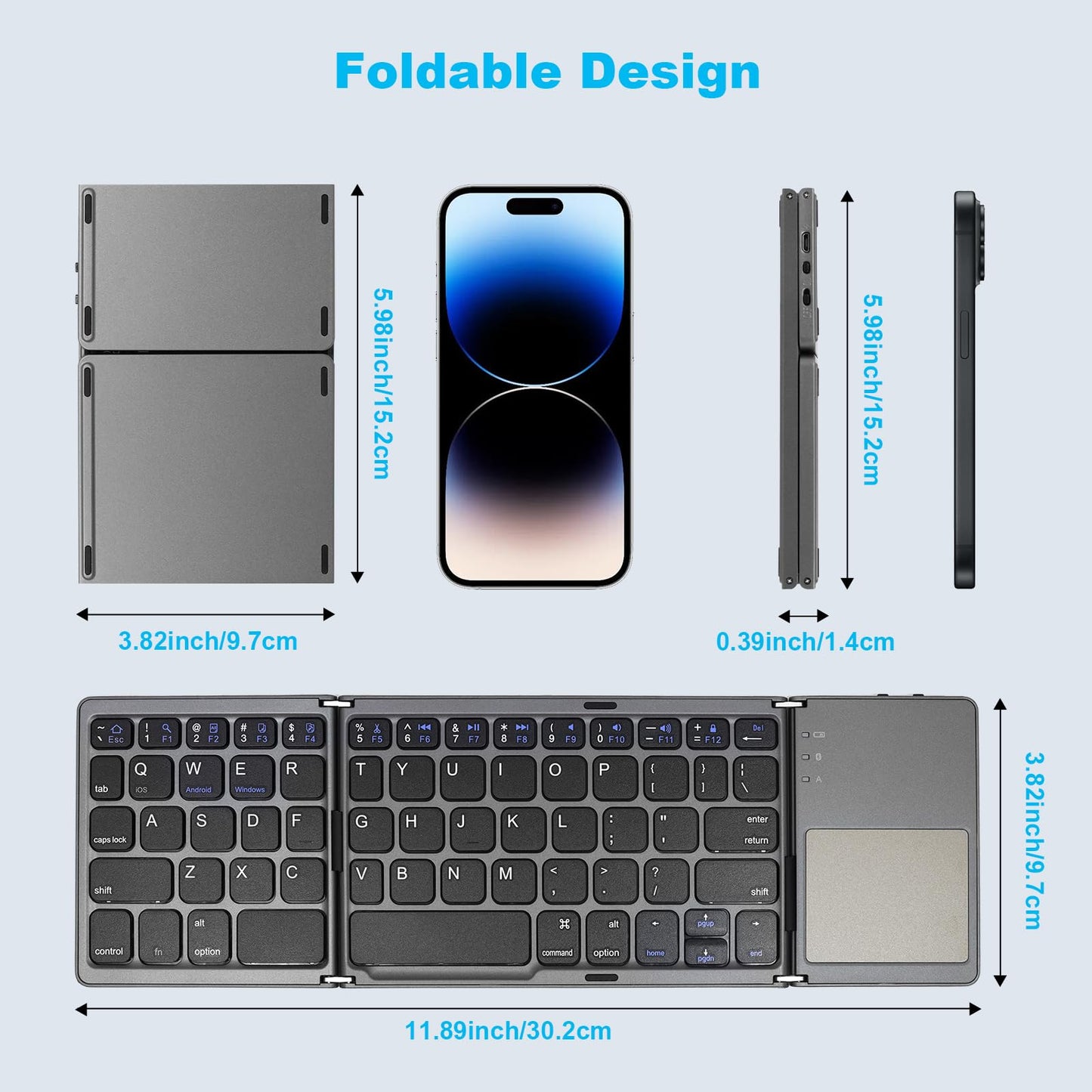 Keyfold Pro - Foldable Bluetooth Keyboard