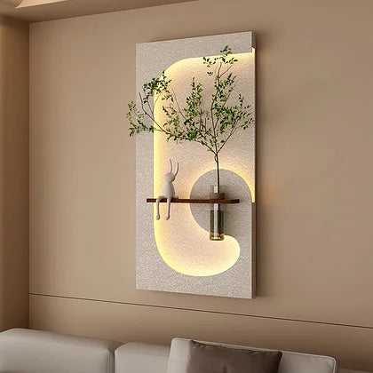 Modern LED Wall Art with Built-in Planter