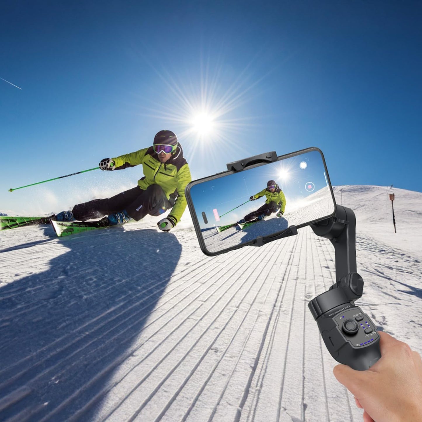 Porodo 3-Axis Gimbal Stabilizer with Magnetic Fill Light