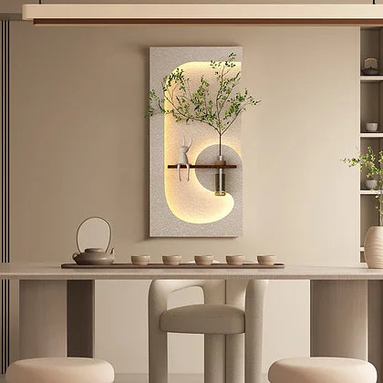 Modern LED Wall Art with Built-in Planter
