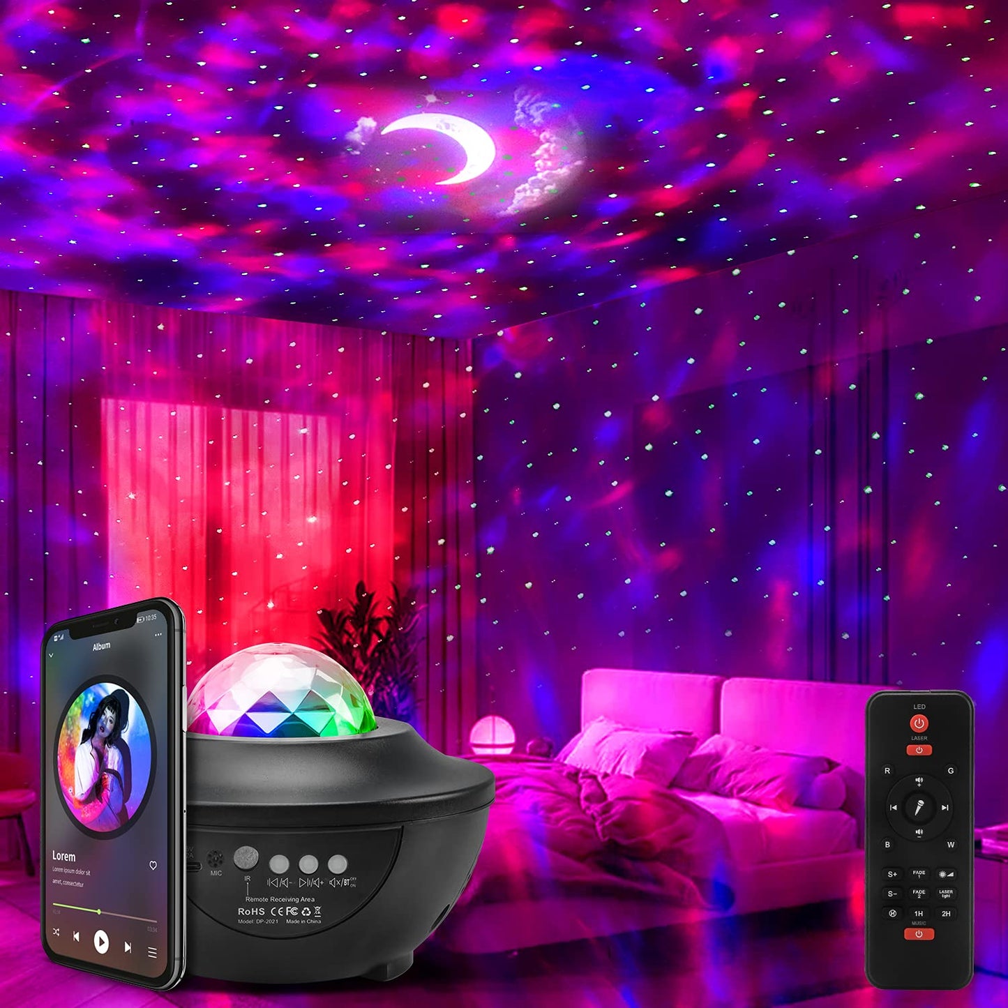 Galaxy Star & Nebula Projector with Bluetooth Speaker