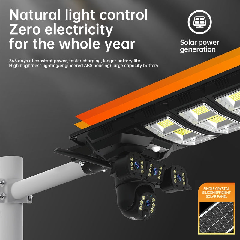 4K Triple-Lens Solar Security Light Camera