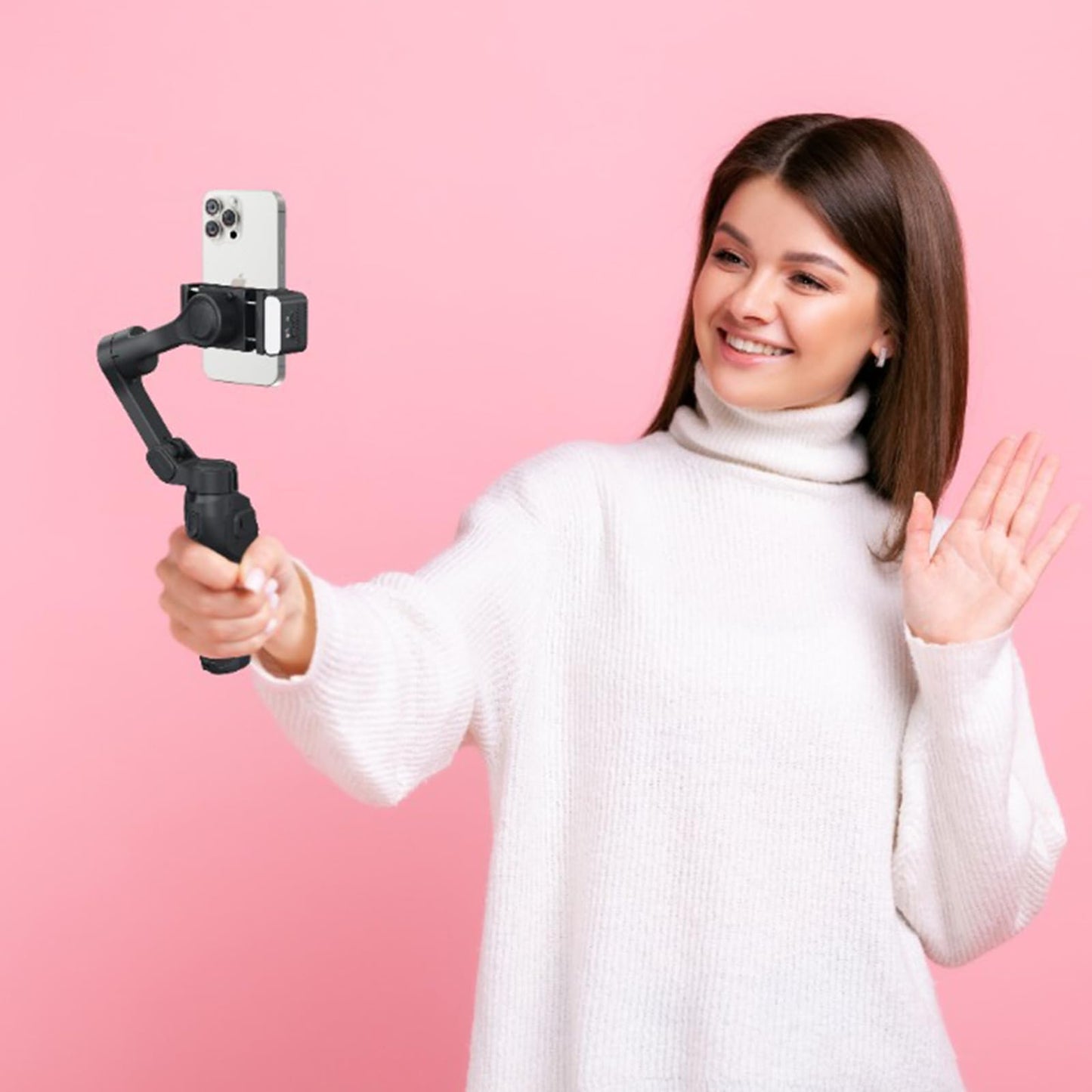 Porodo 3-Axis Gimbal Stabilizer with Magnetic Fill Light