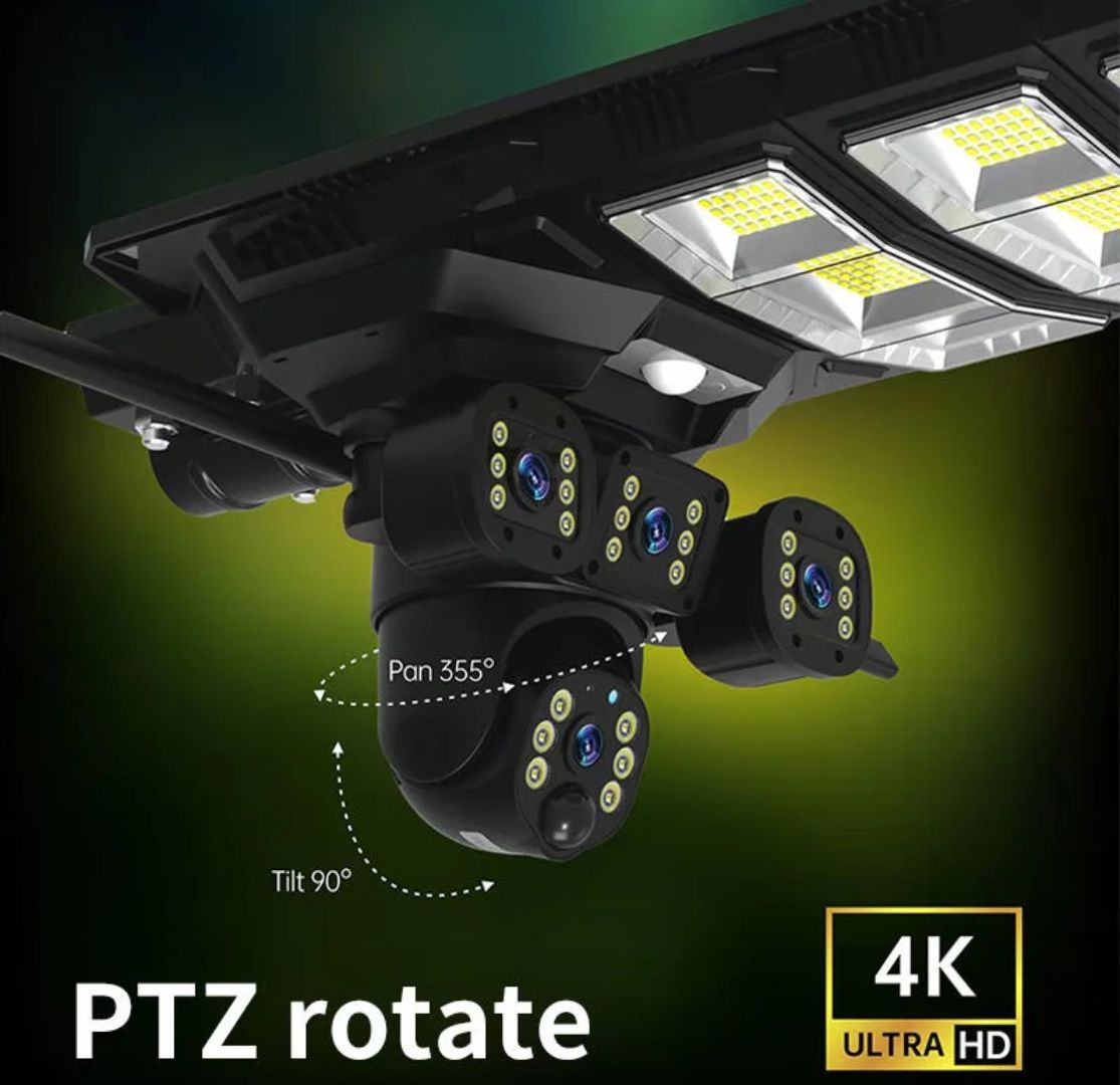 4K Triple-Lens Solar Security Light Camera