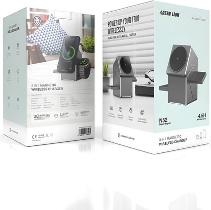 Green Lion Power Trio™ – 3-in-1 Magnetic Wireless Charger